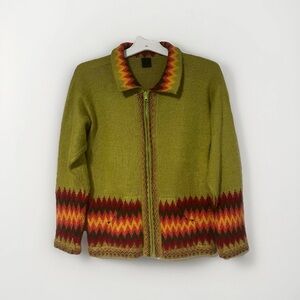 Alpaca Zip Cardigan Sweater Women's Made In Peru Size S-M